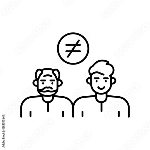 Intergenerational inequality black line icon. Vector isolated element