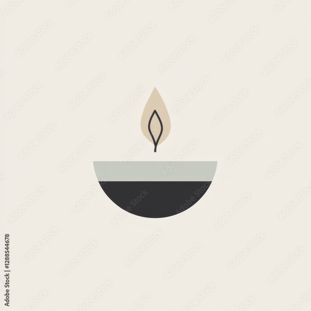 Minimalist candle design with a plant-inspired flame in neutral tones for a serene atmosphere Minimalist candle design with a plant-inspired flame in neutral tones for a serene atmosphere