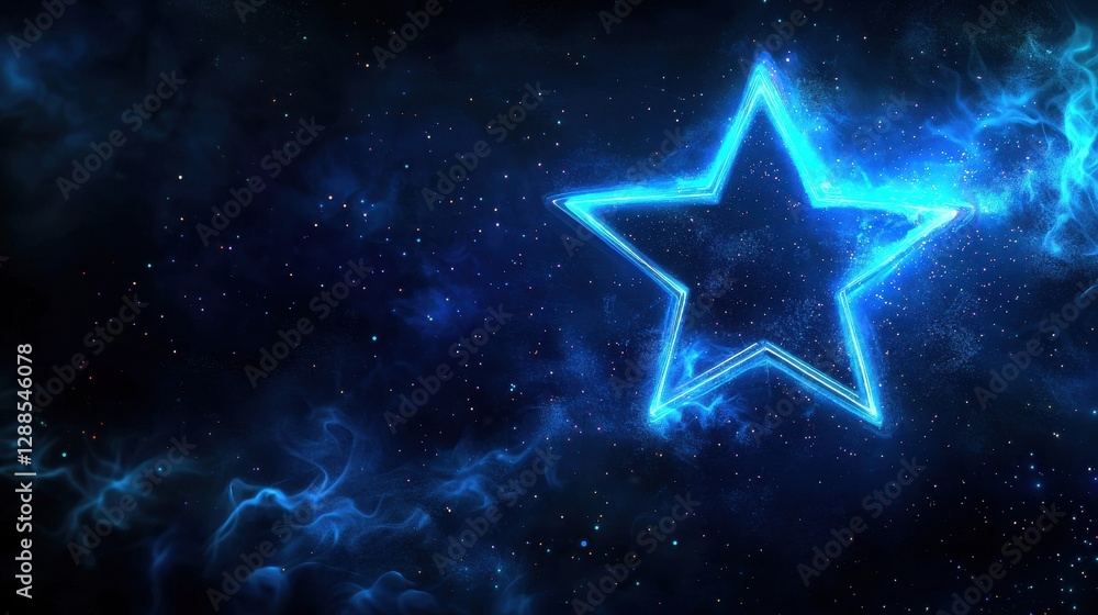 A glowing blue star against a dark, starry background evokes a sense of wonder and cosmic beauty. A glowing blue star against a dark, starry background evokes a sense of wonder and cosmic beauty.
