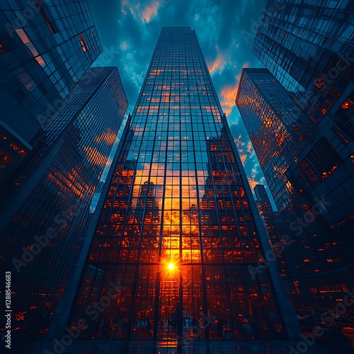 Wallpaper Mural Skyscraper Reflection Sunset Urban image Torontodigital.ca