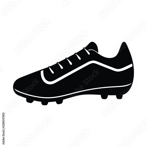 Simple Black and White Soccer Cleat Illustration, Perfect for Sports, Athletic, and Fitness Design