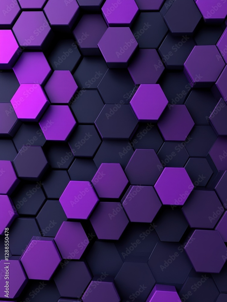 Geometric Hexagon Pattern in Purple and Dark Blue. Abstract design with depth and dimension Geometric Hexagon Pattern in Purple and Dark Blue. Abstract design with depth and dimension