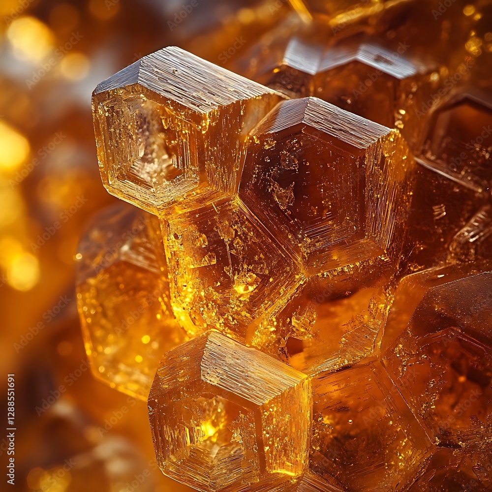 Vibrant Golden Crystals Forming an Intricate Geometric Structure Vibrant Golden Crystals Forming an Intricate Geometric Structure