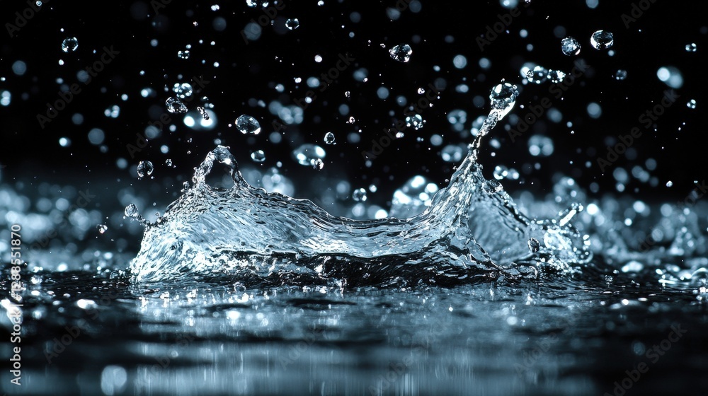 A mesmerizing close-up of azure-black waves, with cascading droplets forming a dynamic, undulating pattern, capturing the essence of fluid motion A mesmerizing close-up of azure-black waves, with cascading droplets forming a dynamic, undulating pattern, capturing the essence of fluid motion
