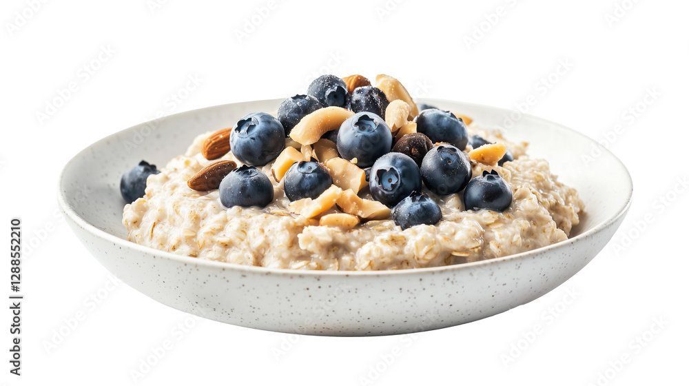 morning oatmeal in a bowl with additives on a transparent background morning oatmeal in a bowl with additives on a transparent background