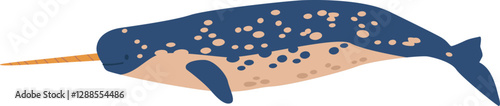 Cartoon narwhal arctic underwater animal