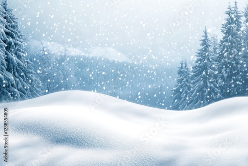 Wallpaper Mural Snowy mountain landscape under light snowfall Torontodigital.ca