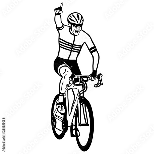 Cyclist road bike finish line