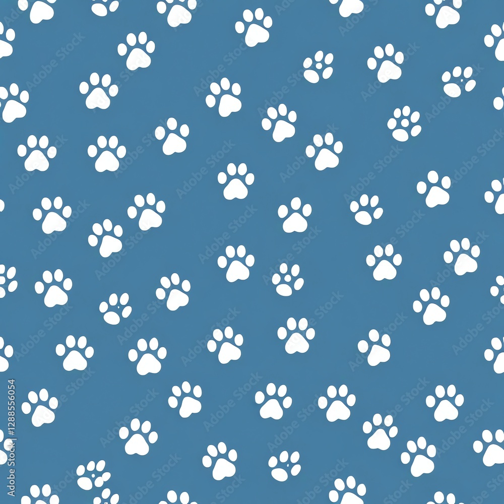 Paw Prints Pattern: A Delightful Blue and White Design Paw Prints Pattern: A Delightful Blue and White Design