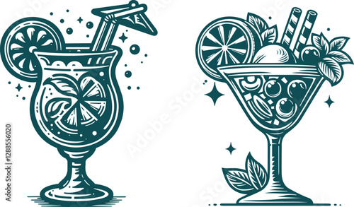 Коктейли векторный