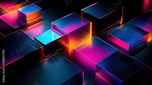 Wallpaper Mural Generative AI geometric shapes in vibrant colors create a stunning abstract that captivates the viewer. Torontodigital.ca