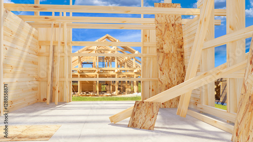 Wooden buildings under cons...