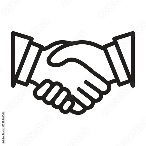 Minimalist outline vector icon of a handshake symbolizing forgiveness and togetherness. Perfect for Eid Mubarak, Idul Fitri, and Islamic celebration designs and illustrations.