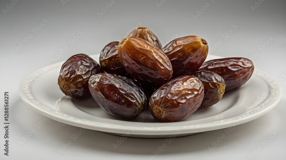 Dates palm fruit on plate Dates palm fruit on plate