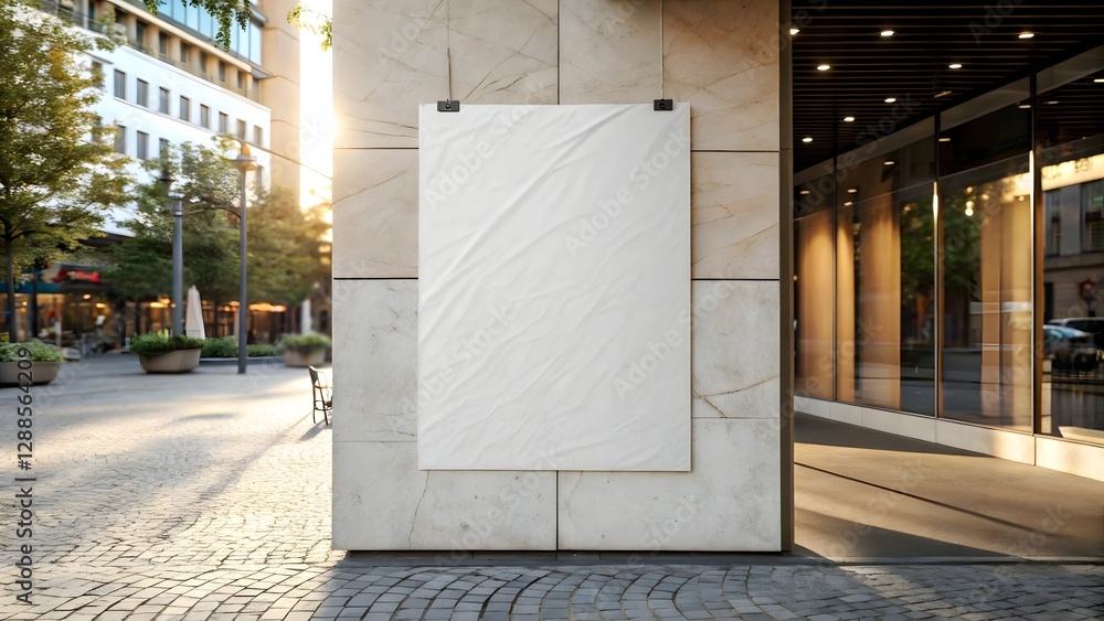 An empty advertising poster template with a textured background, perfect for creative marketing and branding An empty advertising poster template with a textured background, perfect for creative marketing and branding