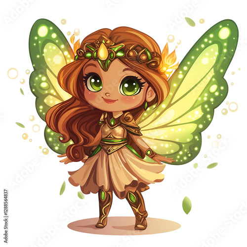 A Celtic fairy with glowing wings, Isolated on transparent or white background cut out, Mythological Creatures and Folklore clip art concept photo