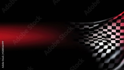 Obraz na płótnie Checkered racing flag with motion blur on black and red background, copy space w salonie