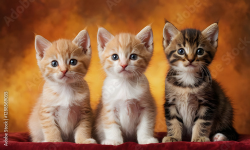 two kittens on a yellow background