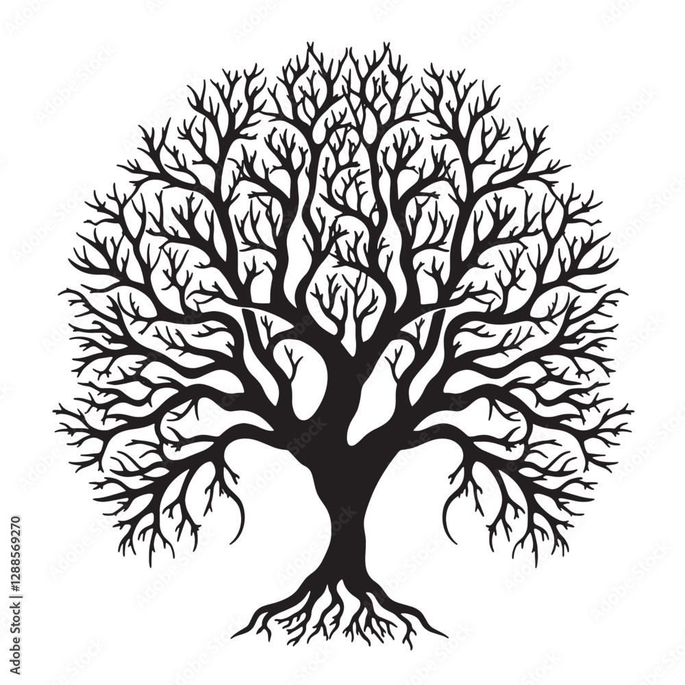 Obraz premium Beautifully Crafted Tree of Life in Black Silhouette