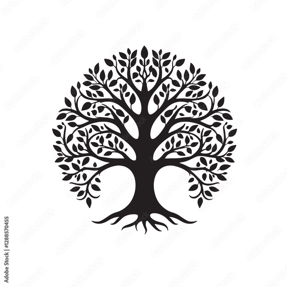 Decorative Tree of Life with Twisting Branches and Roots Decorative Tree of Life with Twisting Branches and Roots
