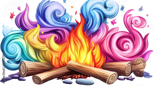 campfire, colorful flames Paisley Pattern Background Seamless Paisley Design photo