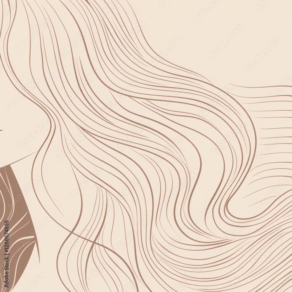 Elegant and natural design, cream background with subtle hairline patterns, soft and refined aesthetic, suitable for hair care tips. 