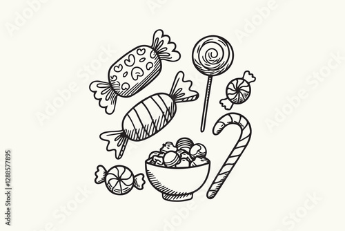 Hand-Drawn Candy and Sweets Illustration Set vector