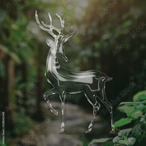 Glass Effect Deer Vector | Transparent Shiny Stag Illustration