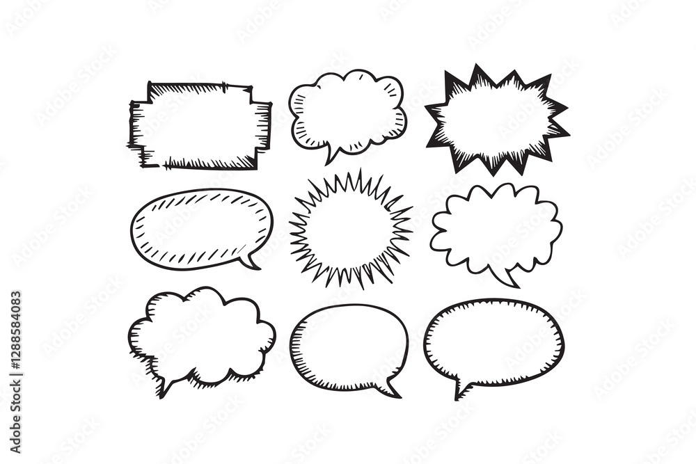 Doodle Speech and Thought Bubble Collection vector Doodle Speech and Thought Bubble Collection vector