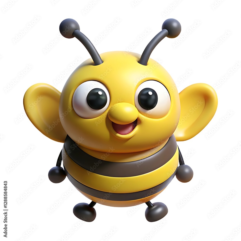 Cute 3D Cartoon Bee with Big Eyes Cute 3D Cartoon Bee with Big Eyes