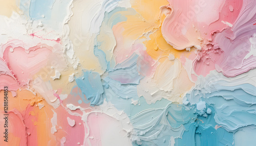 Abstract painting background with pastel positive colors and natural oil paint texture for wallpaper, pattern, art print, and other design elements