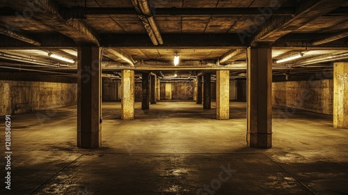 Wallpaper Mural Empty Underground Parking Garage with Concrete Columns and Lighting Torontodigital.ca