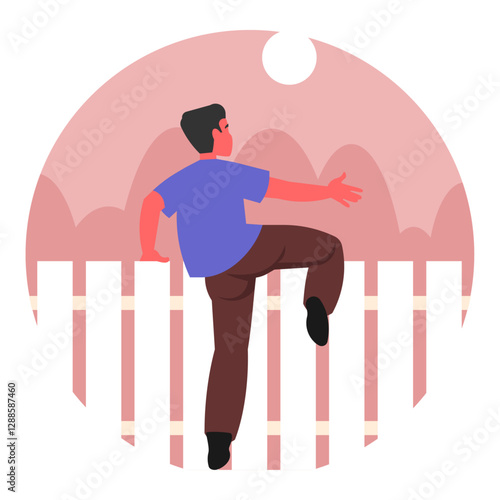 guy jumping over the fence