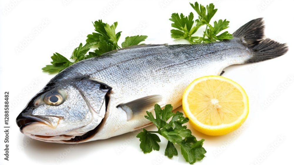 Steamed sea bass garnished with lemon and parsley, displayed on a neutral white background --chaos 20 --ar 16:9 --quality 2 --v 6.1 Job ID: 31d87bf9-297f-4ee0-a23a-c19d072c2276 Steamed sea bass garnished with lemon and parsley, displayed on a neutral white background --chaos 20 --ar 16:9 --quality 2 --v 6.1 Job ID: 31d87bf9-297f-4ee0-a23a-c19d072c2276