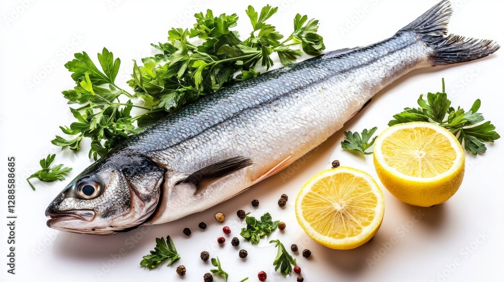 Steamed sea bass with lemon and coriander, isolated on a blank white surface --chaos 20 --ar 16:9 --quality 2 --v 6.1 Job ID: 7700b57b-d886-418c-9dec-868b8c3a4d00 Steamed sea bass with lemon and coriander, isolated on a blank white surface --chaos 20 --ar 16:9 --quality 2 --v 6.1 Job ID: 7700b57b-d886-418c-9dec-868b8c3a4d00