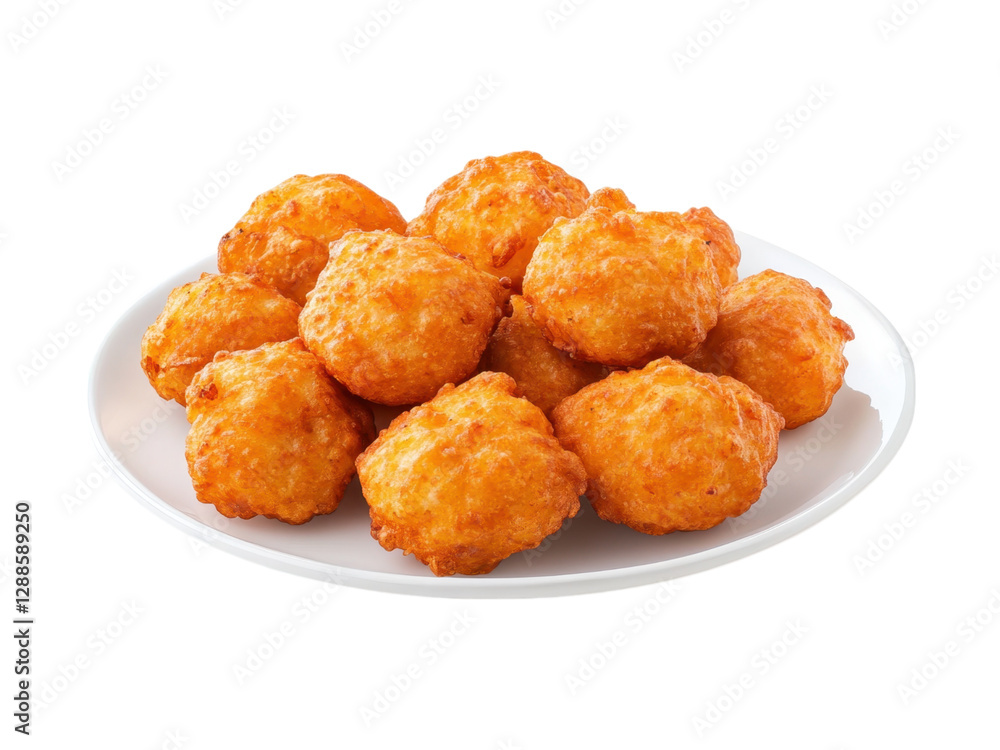 Golden Brown Crispy Cheese Balls Appetizer on White Plate Delicious Snack Food Golden Brown Crispy Cheese Balls Appetizer on White Plate Delicious Snack Food