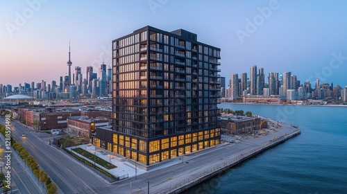 Modern condo dawn cityscape waterfront Toronto