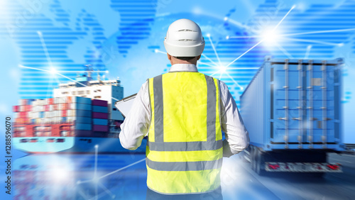 Man logistician has his bac...
