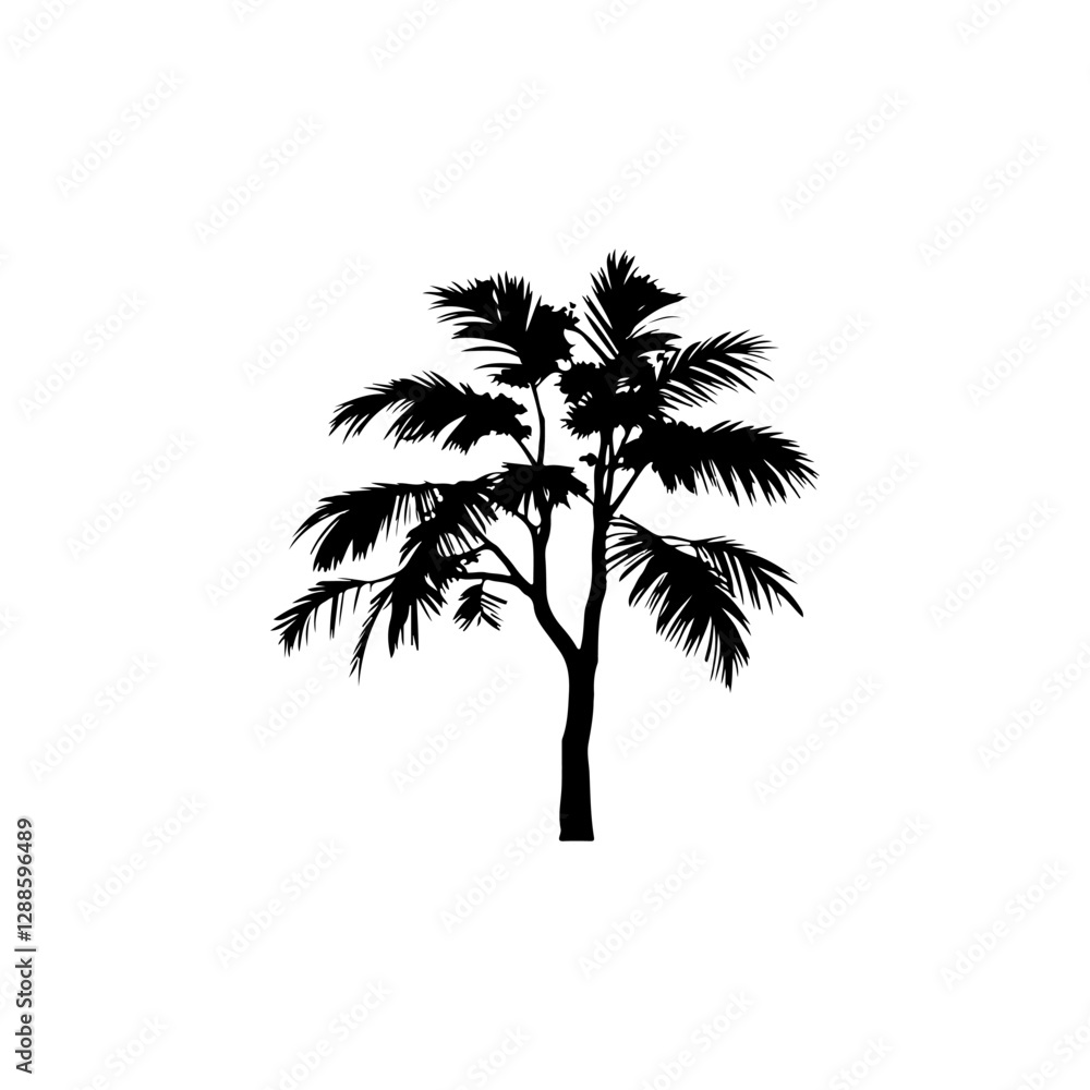 Obraz premium Black Plam tree silhouette vector illustration on white background 