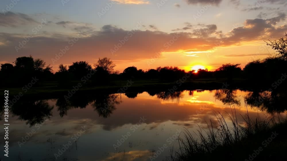 Sunset Reflection on a Calm Lake Sunset Reflection on a Calm Lake