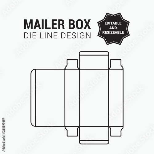 Mailer box dieline, packaging, die line, design, template
