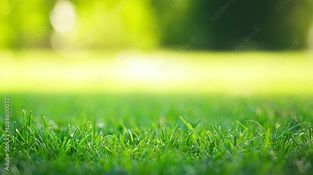 Close Up Of Dew Drops On Lush Green Grass In Sunny Field Close Up Of Dew Drops On Lush Green Grass In Sunny Field