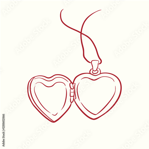 Hand drawn vintage heart locket with bow aesthetic coquette style clip art
