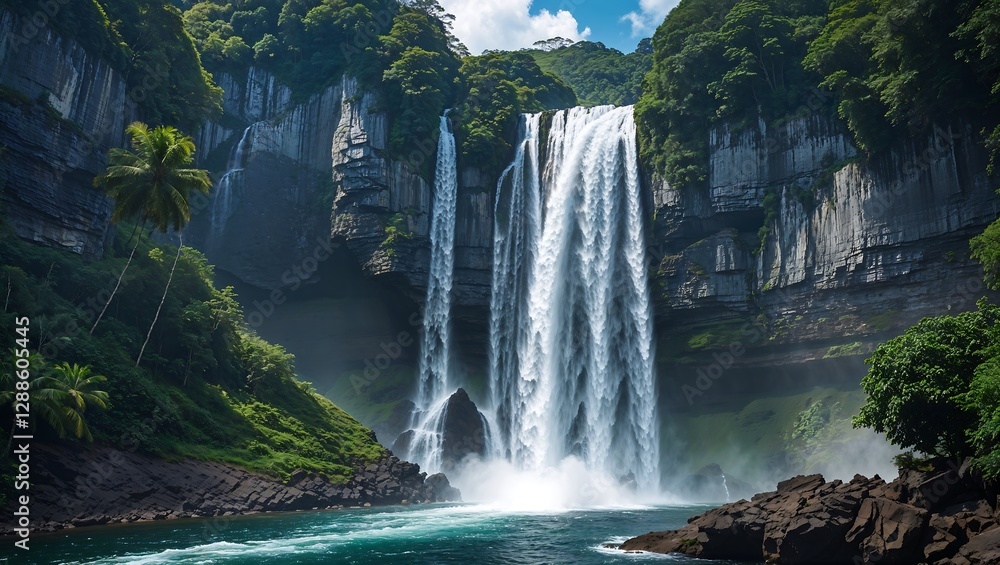 Fototapeta premium Winter Wonderland Featuring a Snow-Capped Mountain Peak and Serene Atmosphere