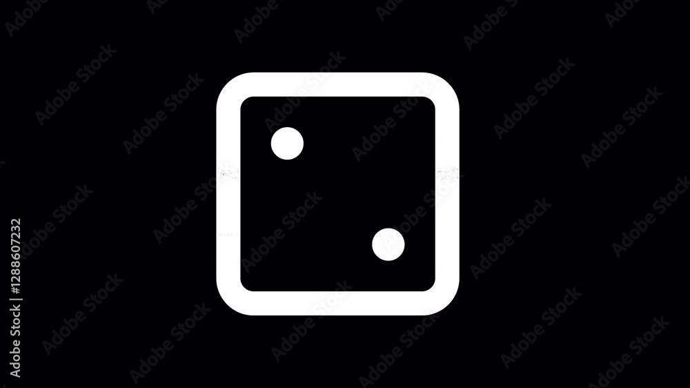 Icon dice two is distorted. Glitch. Noise, chromatic aberration, geometric distortion. Transparent background, looped. In-Out looped. Alpha BW at the end Icon dice two is distorted. Glitch. Noise, chromatic aberration, geometric distortion. Transparent background, looped. In-Out looped. Alpha BW at the end