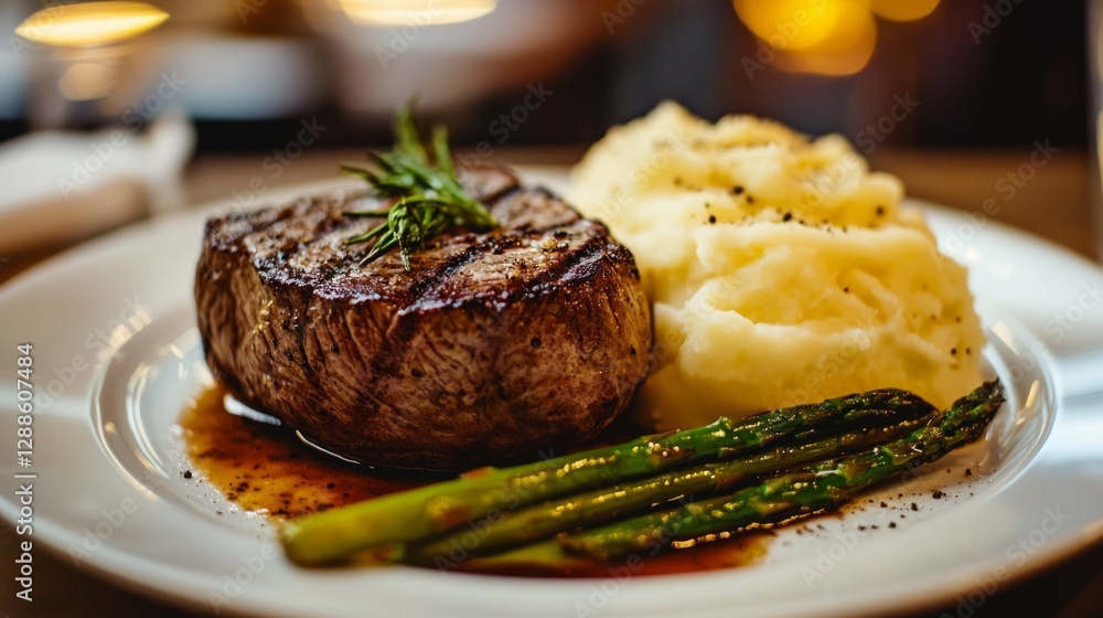 Delicious Grilled Steak with Mashed Potatoes and Asparagus Delicious Grilled Steak with Mashed Potatoes and Asparagus