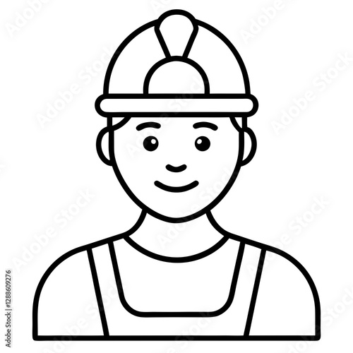 Stylized vector icon of a construction worker with a hard hat representing labor and safety