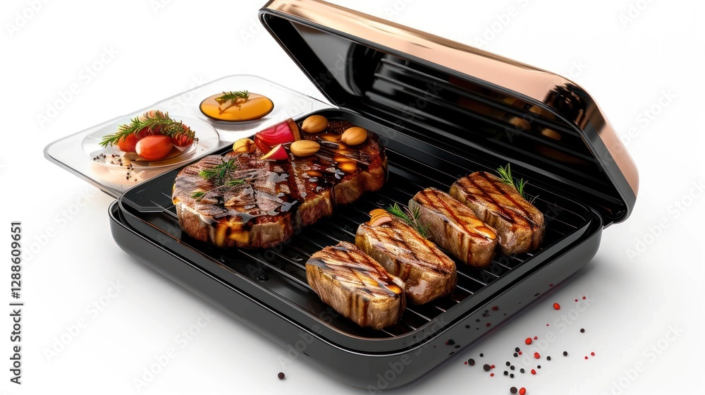 Electric grill isolated on white background. 3D rendering. Electric grill isolated on white background. 3D rendering.