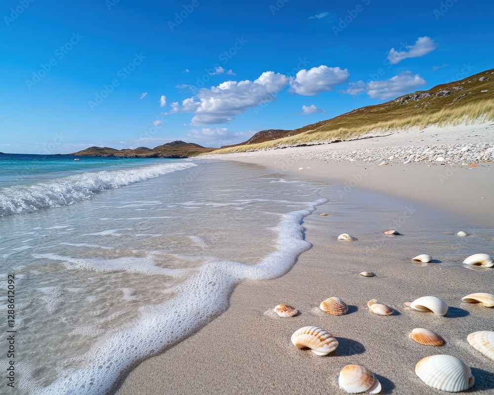 Walking along a serene sandy beach coastal shoreline nature photography sunny day wide angle tranquility and relaxation