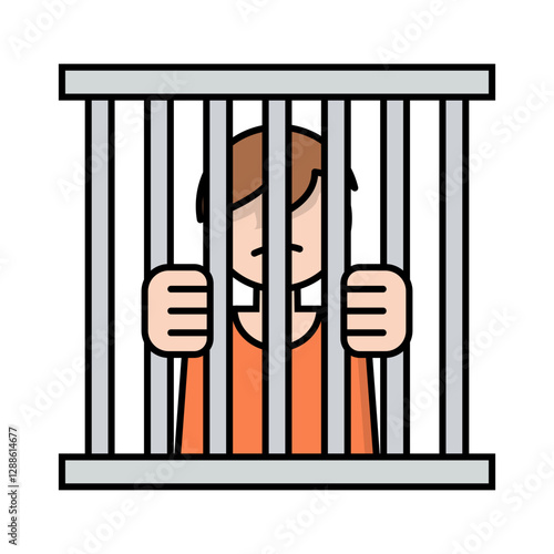 Prisoner in prison icon. Vector.